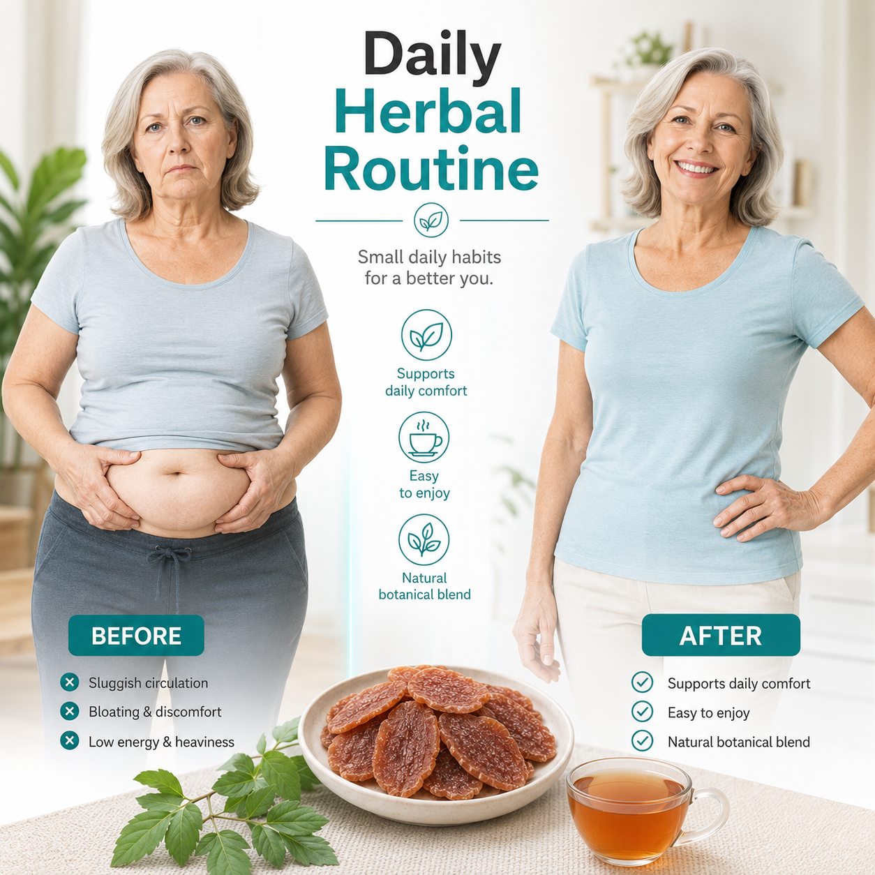 Illustrative daily herbal routine comparison