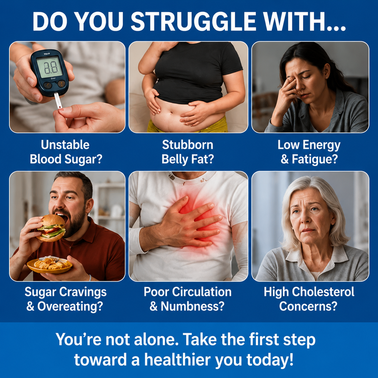 Common daily wellness concerns including energy, cravings and glucose balance