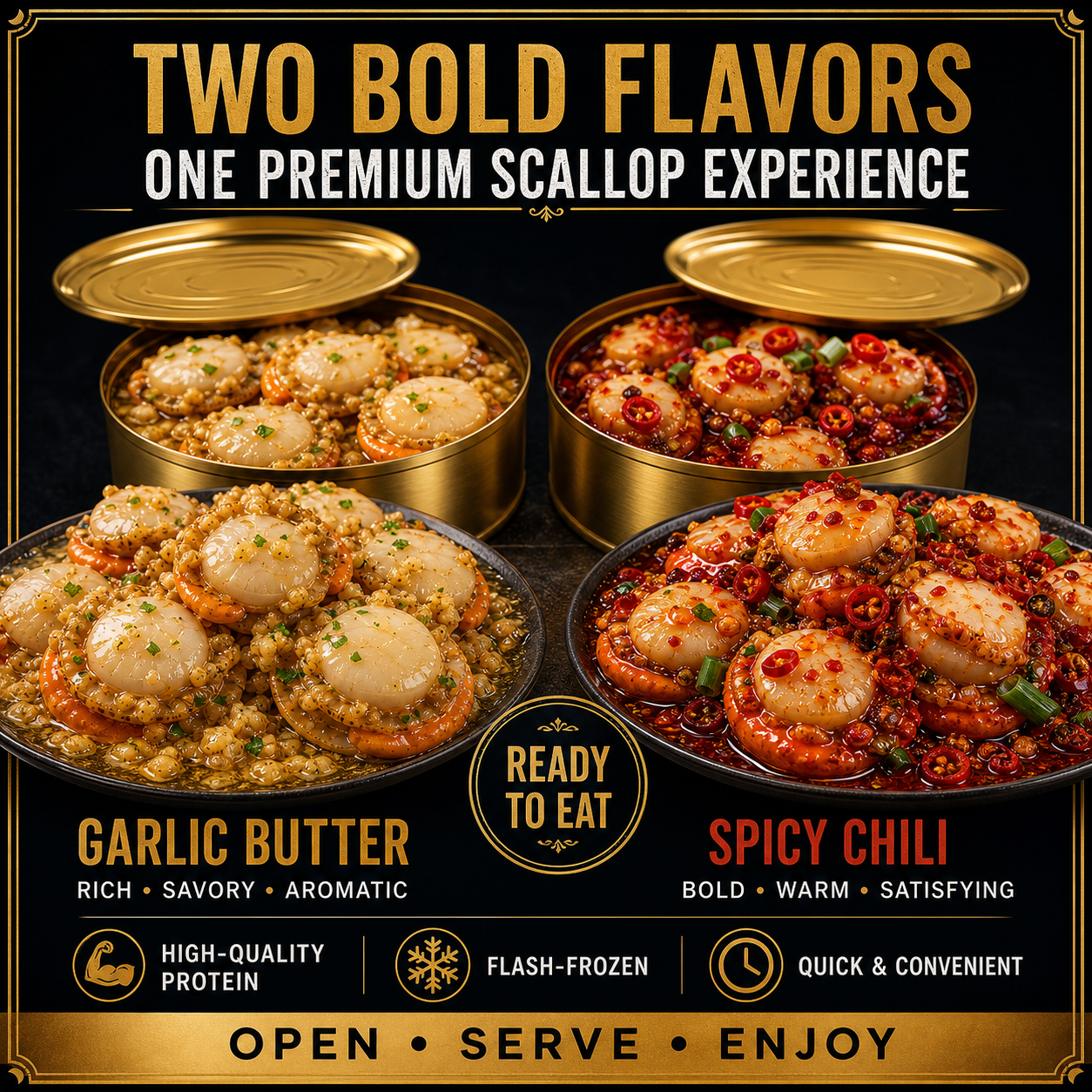 Premium Wild-Caught Scallops | Ready-to-Eat Gourmet Delicacy -$AC