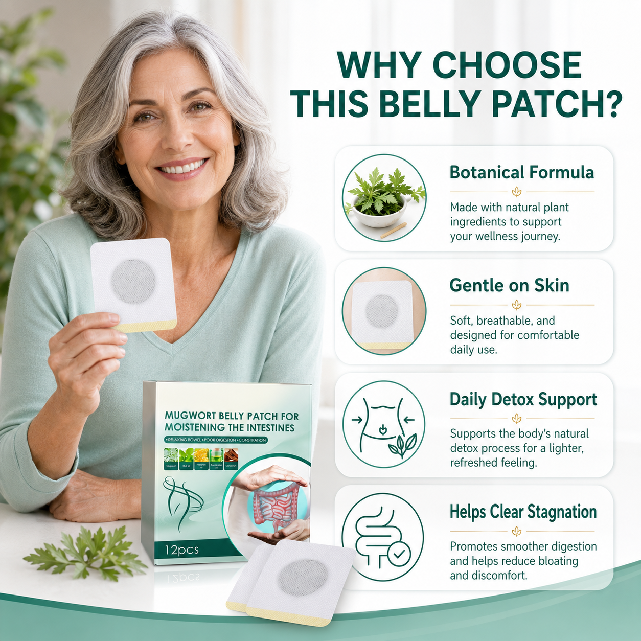 Mugwort Belly Detox Patch – Daily Digestive Comfort & Bloating Support -$AC