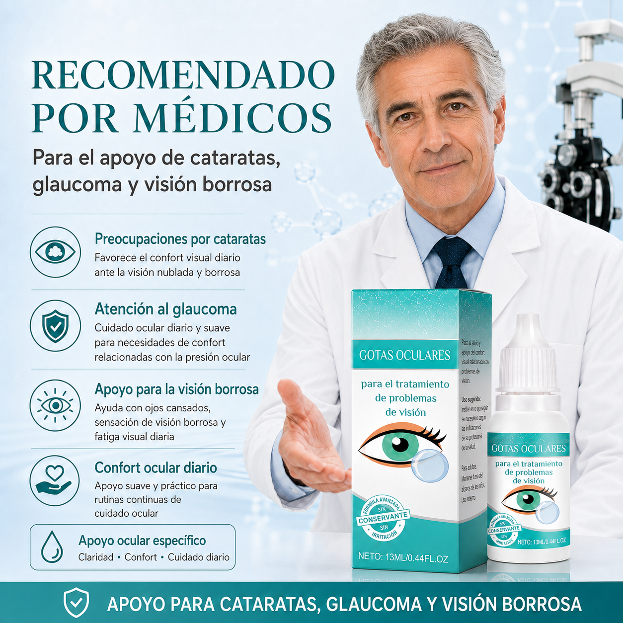 Gotas para el Cuidado Oftálmico Profesional – Hidratación Avanzada para Ojos Secos, Irritados y Cansados  -$AC