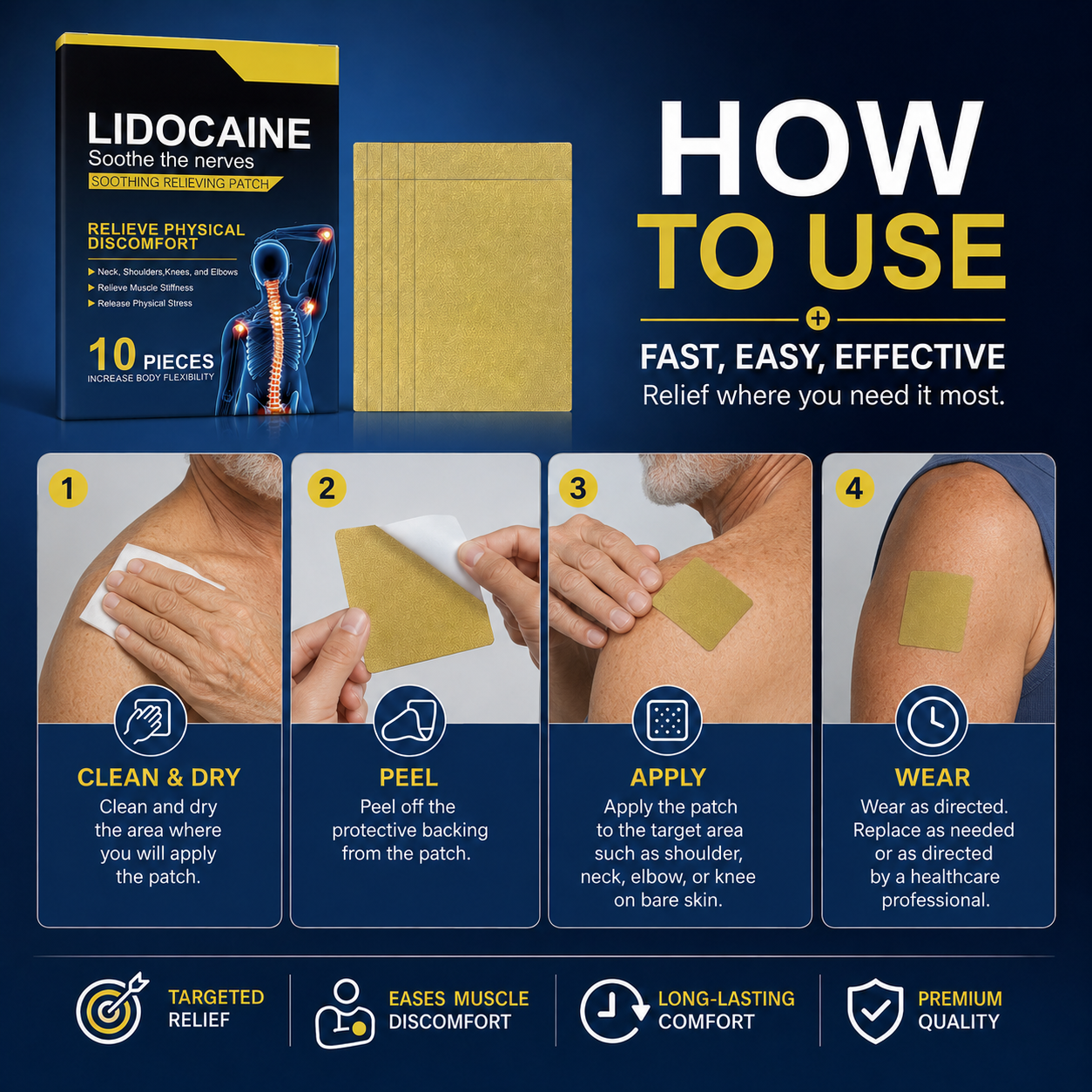 Lidocaine Soothing Relief Patches | Advanced Targeted Comfort for Muscles & Joints  -$AC