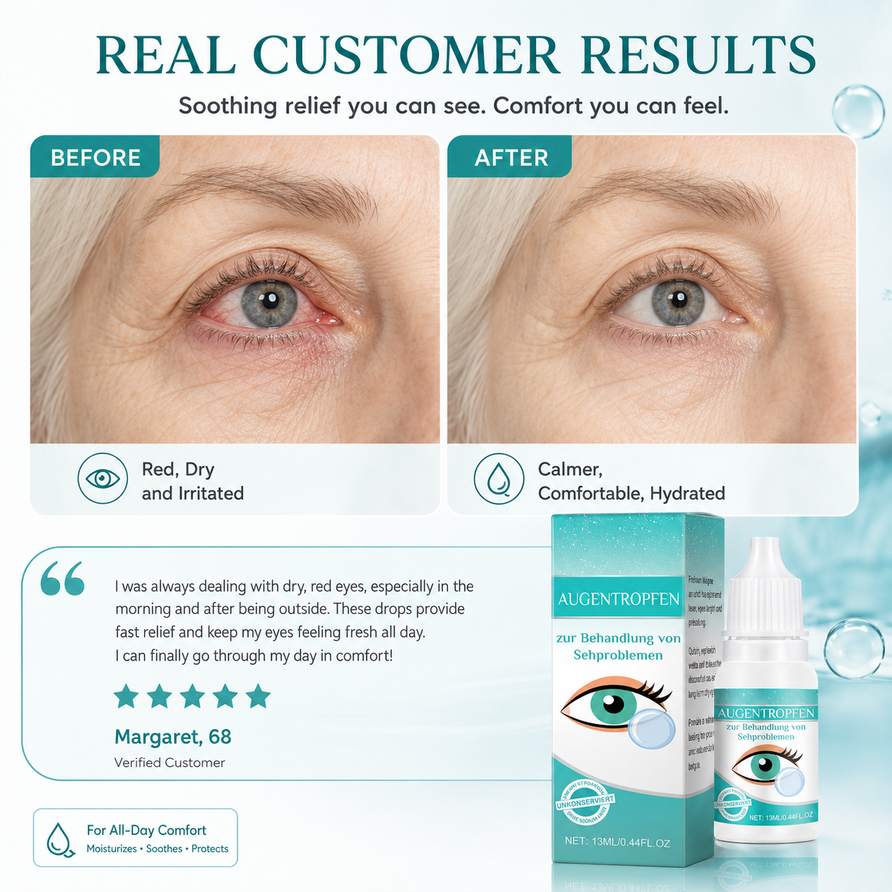 Professional Ophthalmic Care Eye Drops – Advanced Hydration for Dry, Irritated & Tired Eyes  -$AC