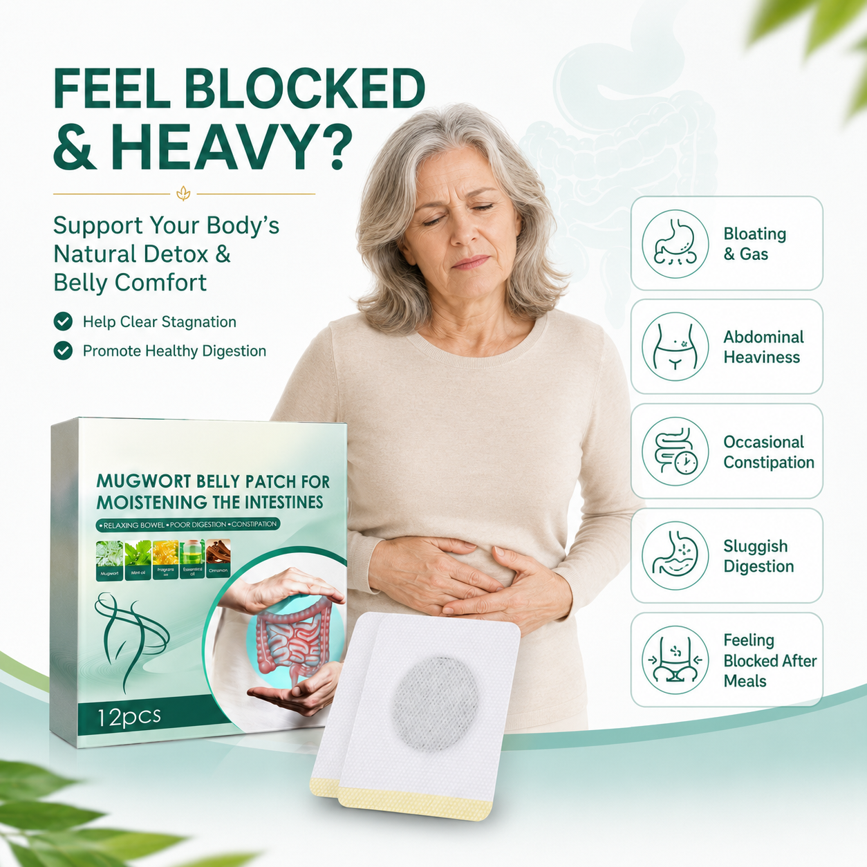 Mugwort Belly Detox Patch – Daily Digestive Comfort & Bloating Support -$AC