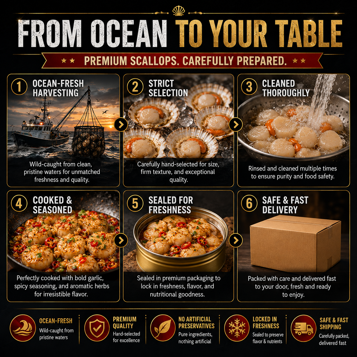 Premium Wild-Caught Scallops | Ready-to-Eat Gourmet Delicacy -$AC