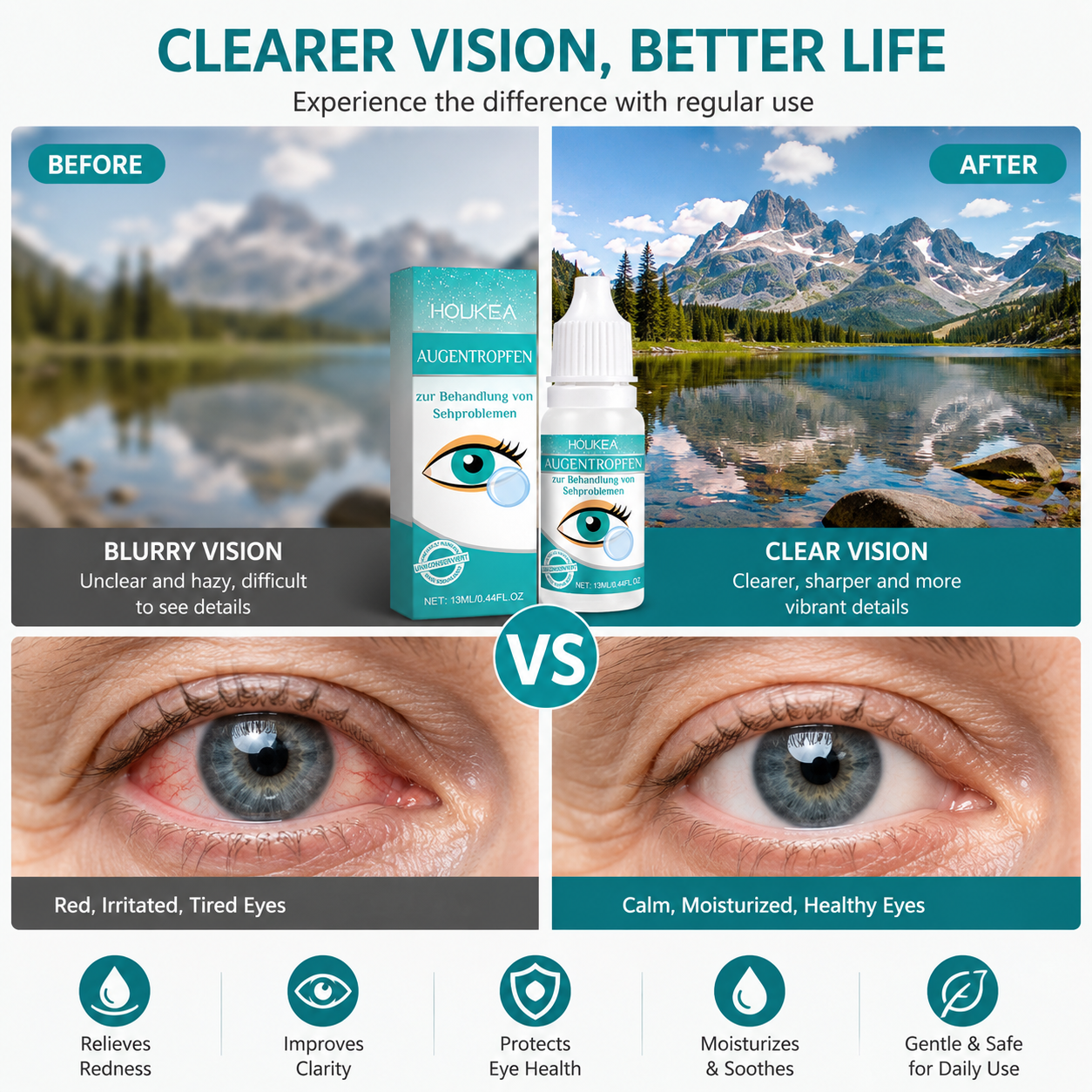 Professional Ophthalmic Care Eye Drops – Advanced Hydration for Dry, Irritated & Tired Eyes  -$AC