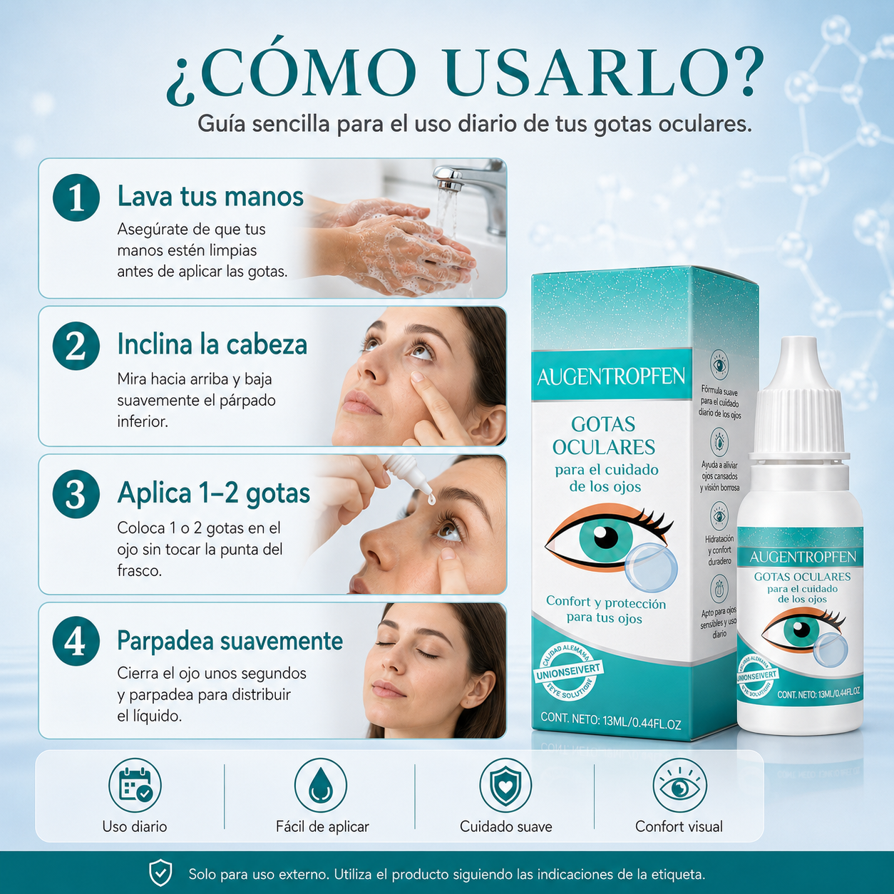 Gotas para el Cuidado Oftálmico Profesional – Hidratación Avanzada para Ojos Secos, Irritados y Cansados  -$AC
