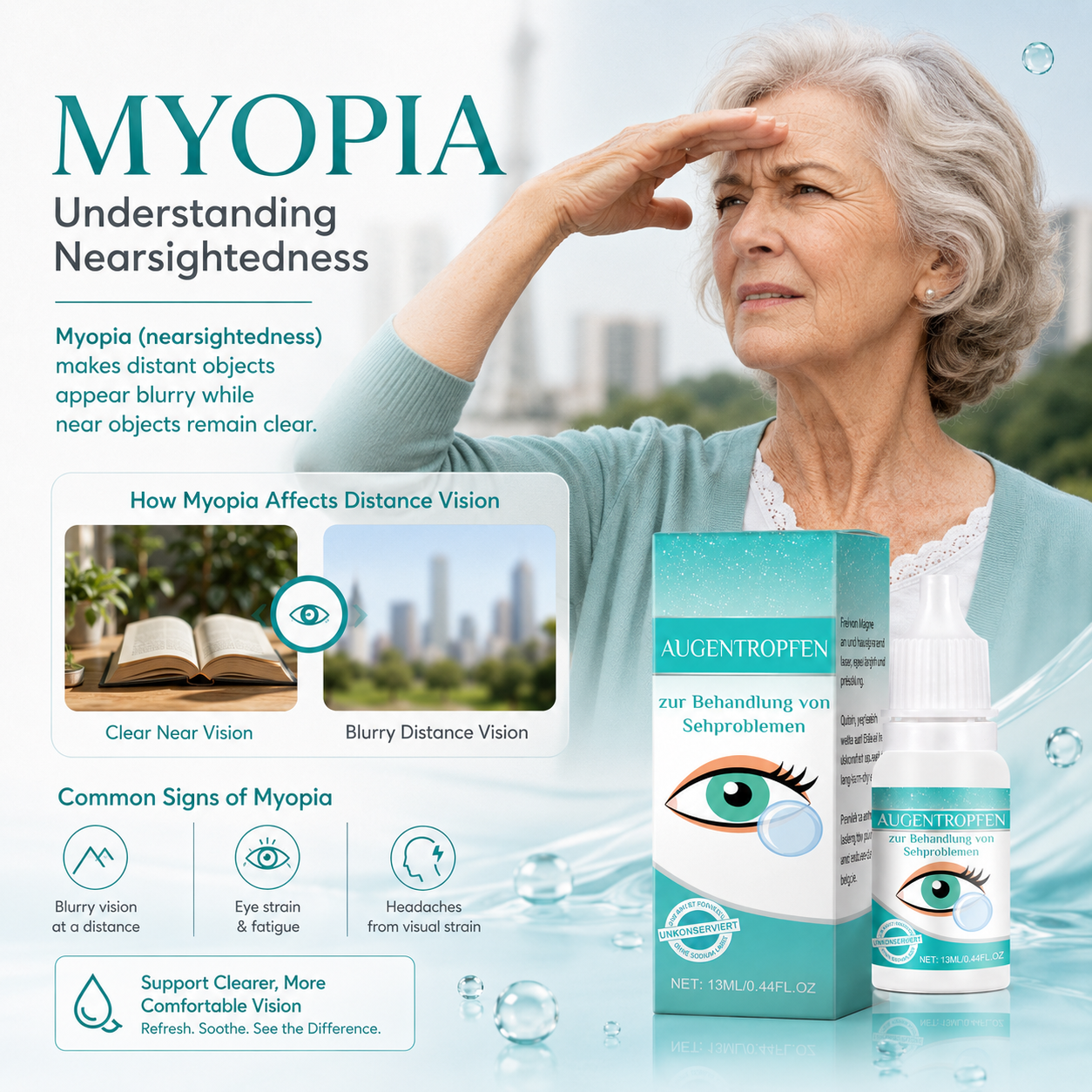 Professional Ophthalmic Care Eye Drops – Advanced Hydration for Dry, Irritated & Tired Eyes  -$AC