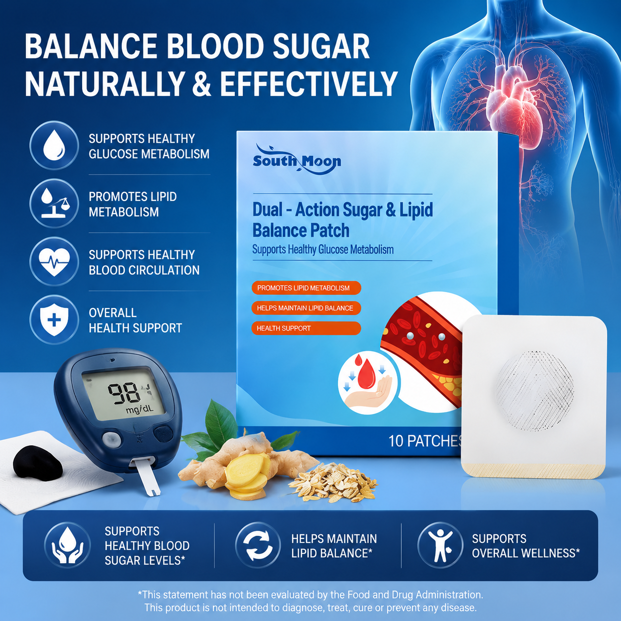 Dual-Action Sugar & Lipid Balance Patch – Daily Support for Healthy Glucose Metabolism & Lipid Balance  -$AC